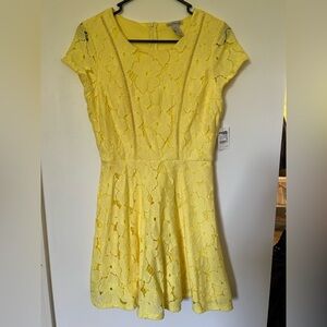 Charlotte Russe Yellow Floral Lace Midi Dress